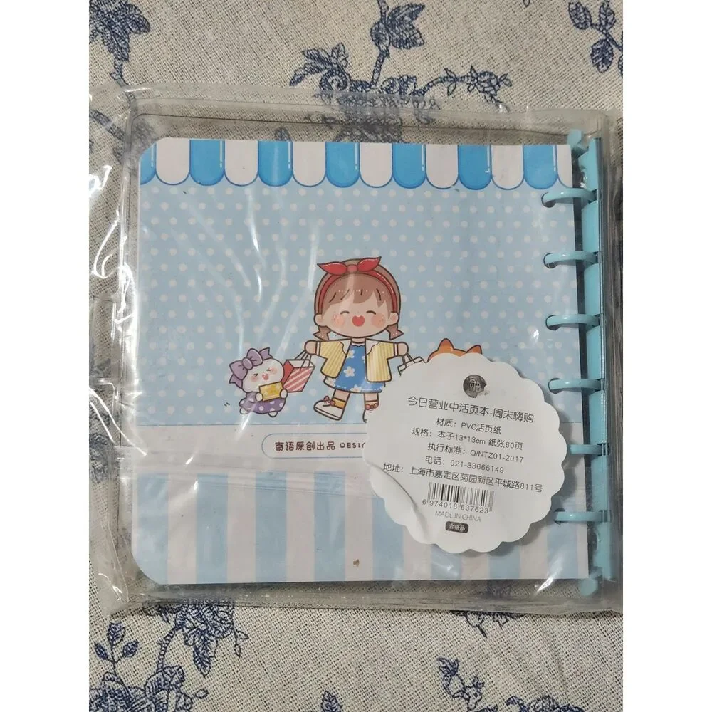 Mini Notebook Kawaii Girl Character Blue Notetaking Journal A7